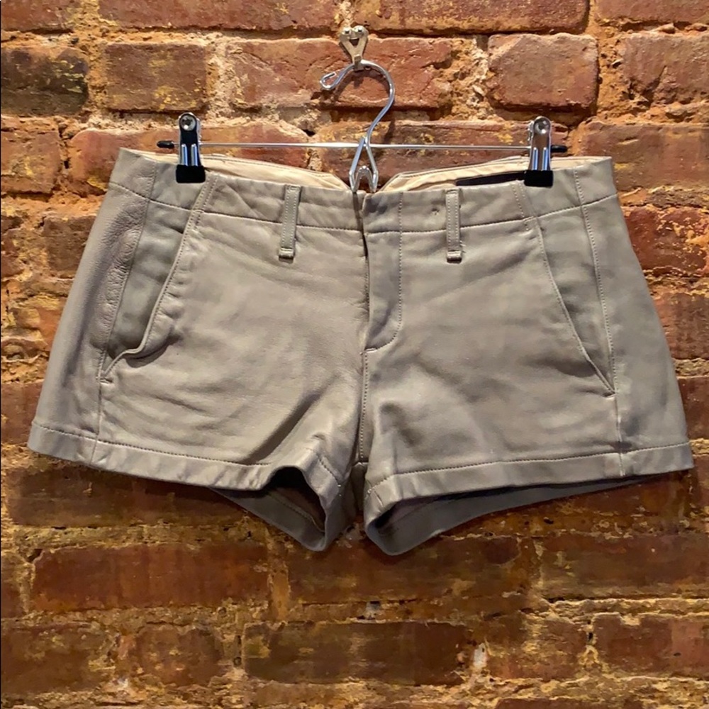 Rag & Bone Army Green 100% Leather Shorts